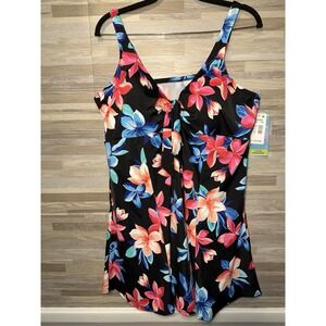 Swim Solutions Women's Floral 24W Tummy Control Thigh Minimizer #B